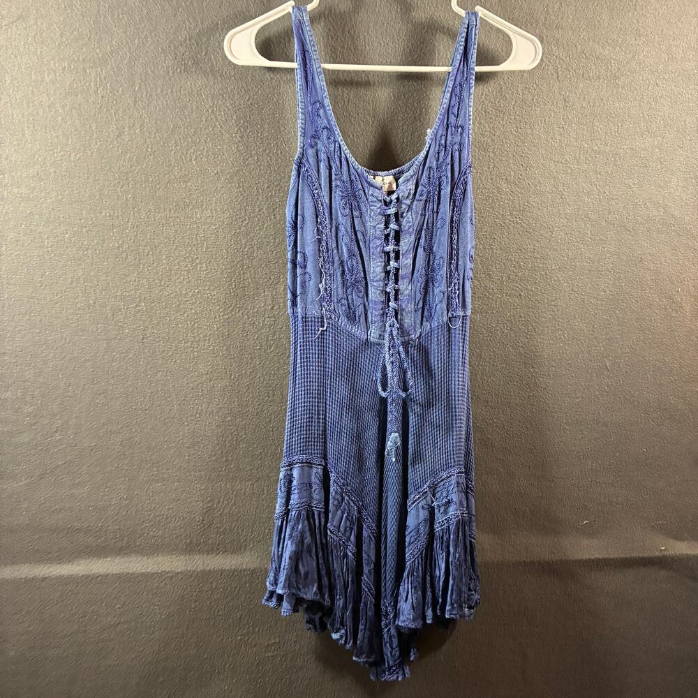 y2k women babydoll dress‎ medium blue fairy grunge whimsigoth western festival - Picture 2 of 9